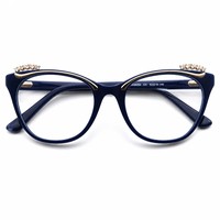 Monture de lunettes optiques œil-de-chat pour femme en acétate, monture complète, à la mode, avec décoration en strass