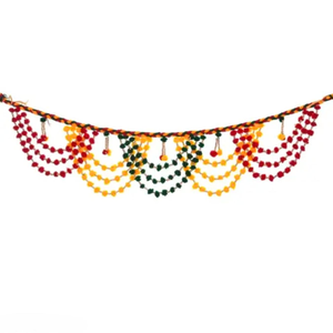 Multi Color Designer Pompom Bangarwal Resham Work Bangarwal Fait à la main pour la fête de mariage, Haldi, Mehndi, Home Decor Bangarwal - Product Image 1