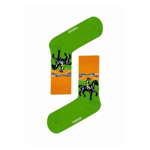 Colorful Jockey Race Horse Patterned Unisex Medium Silhouette Weaving Fabric Homewear <b>Socks</b> TR Made Regular Fit - Product Image 1