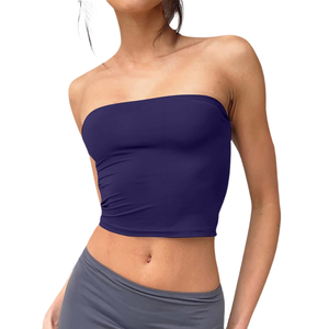 Vente en gros de logo personnalisé soutien-gorge de yoga de haute qualité pour femmes couleur unie tricoté bustier tubulaire pour entraînement Gym Fitness haut de sport - Product Image 2