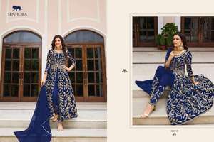 Robe étonnante belle couleur haute sur demande Heavy Vichitra Salwar Suit & Dupatta With Sequence Embroidery Stich Work for Sale - Product Image 5
