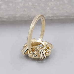 Bague de promesse géométrique en diamant Marquise Halo en or véritable plaqué rhodium 14 carats - Product Image 5