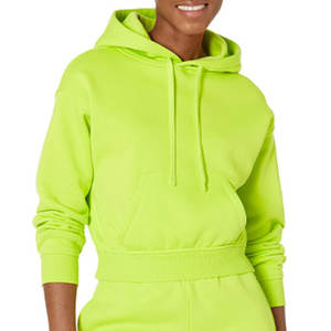 Sweat à capuche à poche kangourou thermique d'hiver surdimensionné pour femme avec logo avant de couleur unie à épaules tombantes-taille USA - Product Image 1