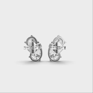 IGI Certified Round & Pear Cut Lab Grown Diamond Stud <b>Earrings</b> <b>Solid</b> 925 Sterling <b>Silver</b> Two Stone Designer Diamond <b>Earrings</b> - Product Image 4