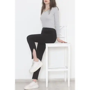 Pantalons en jean pour femmes de haute qualité, écologiques, coupe skinny, denim délavé avec paillettes bleues, service personnalisé OEM, peau de mouton - Product Image 4