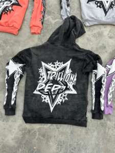 Vente en gros de sweat à capuche pour homme en coton épais de qualité, impression bouffante, pulls à capuche de luxe, impression surdimensionnée personnalisée, hiver solide - Product Image 5