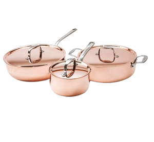 Ensemble de casseroles et de poêles rondes en cuivre faites à la main de dernier style ensemble de casseroles au design personnalisé pour la cuisine et la table - Product Image 3