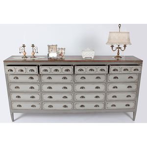 Armoire avec de nombreux tiroirs n ° 830 en bois massif écologique, design vintage classique d'Indonésie - Product Image 1