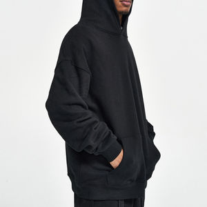 Sudadera con capucha gruesa y pesada para hombre, básica, de algodón mezclado, con logo personalizado, forro polar transpirable, bolsillo, manga larga, corte regular - Product Image 4