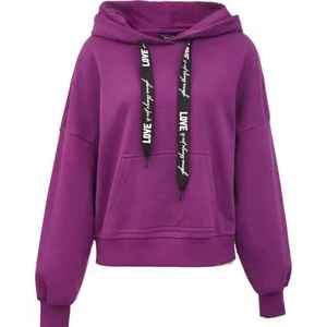 Sudadera holgada de algodón de primavera 100% con estampado personalizado en cordón azul con capucha de manga larga - Product Image 1