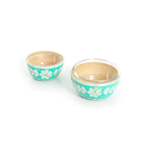 Ensemble de 2 bols en nacre MOP, bols de service en verre de haute qualité, base en bois élégante, parfaits pour les mariages et la cuisine - Product Image 4