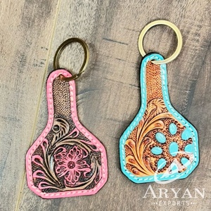 Nouveauté porte-clés en cuir sculpté à la main porte-clés en cuir de forme exotique mignon accessoires en cuir usiné porte-clés mignon pour unisexe - Product Image 1