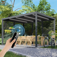 Pergola extérieure motorisée de luxe en aluminium thermolaqué, pare-soleil imperméable pour jardin et balcon