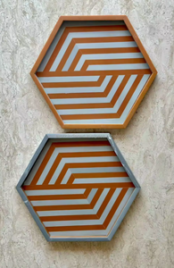 Bandeja de servicio con incrustaciones de resina Hexagonal de lujo ecológica moderna y elegante, estilo con incrustaciones de hueso, para el hogar Decoración de mesa, artesanías de resina - Product Image 4