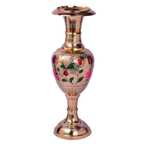 Maceta de latón de tamaño personalizado grabada a mano con florero de trabajo manual Artículo de regalo multicolor. - Product Image 4