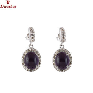 High Quality 925 Sterling <b>Silver</b> Drop <b>Earrings</b> Fashionable Amethyst CZ Multi-Gemstone Fine Dangle Style for <b>Weddings</b> Parties - Product Image 1