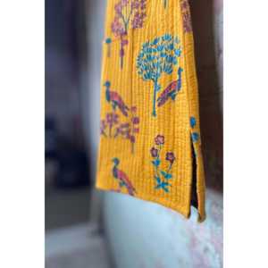 Handblock Printed Mughal <b>Women's</b> Vest Button-Decorated Outer Wear for Spring Summer Winter-Short Length <b>Knitted</b> Fabric <b>Waistcoat</b> - Product Image 4