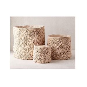 Panier en macramé fait à la main en coton de style premium de haute qualité Tailles personnalisées pour les dépanneurs de décoration artistique - Product Image 1