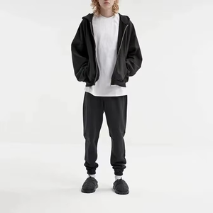 เสื้อมีฮู้ดแบบเรียบมีสไตล์เสื้อใส่ไปยิมผ้าฝ้ายทรงหลวมมีซิปชุดใส่ไปยิมใส่เล่นยิมมีฮู้ด - Product Image 5