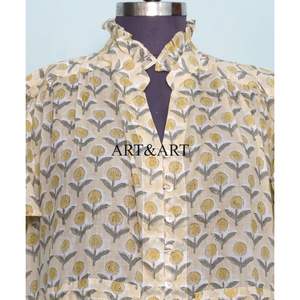 Robe Courte Bohème en Coton Imprimé Floral à Manches Courtes pour Femme Style Indien – Idéale pour Tenue Formelle, Décontractée, Douce, Respirante et Plage - Product Image 2