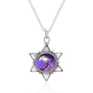 Colgante de piedras preciosas de tendencia turquesa púrpura, colgante de joyería fina de Plata de Ley 925 con sello 925, joyería colgante de plata - Product Image 1