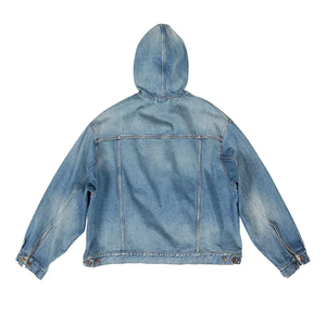 Streetwear personnalisé de haute qualité vierge vintage sweats à capuche unis zippés veste en denim pour hommes fabricants de sweat à capuche unisexe 500gsm - Product Image 3