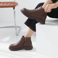 [JSHOE] baru dirilis sederhana nyata Platform sepatu bot semata kaki dalam kulit asli untuk wanita barang Fashion untuk wanita