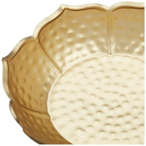 Decoraciones navideñas y de Diwali Portavelas de metal grande con forma de cuenco dorado con diseño martillado Portavelas Urli - Product Image 4