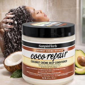 Organic <b>Coconut</b> Herbal Deep <b>Conditioner</b> for Black Hair Repair & Moisturizing Treatment Anti-Frizz Care for Coily/Curly/Afro Hair - Product Image 1