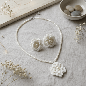 Ivory Snowbloom Beaded Bridal Jewelry Set Romantic Vintage Fine Stainless Steel Gold Plated <b>Wedding</b> <b>Accessory</b> - Product Image 5