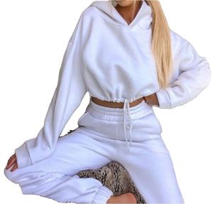 Moda logotipo personalizado cremallera Joggers conjunto de dos piezas pantalones de chándal y Sudadera con capucha conjunto de chándal de las mujeres 2 piezas Conjunto para las mujeres - Product Image 1