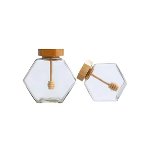 กล่องแก้วใส่น้ำผึ้งเกรดอาหารโถใส่น้ำผึ้งภาชนะแก้วพร้อมฝาไม้ขายดี - Product Image 2