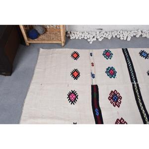 Tapis vintage 3,6x8 pieds, tapis turc, tapis blanc et rouge de style sud-ouest - Product Image 5
