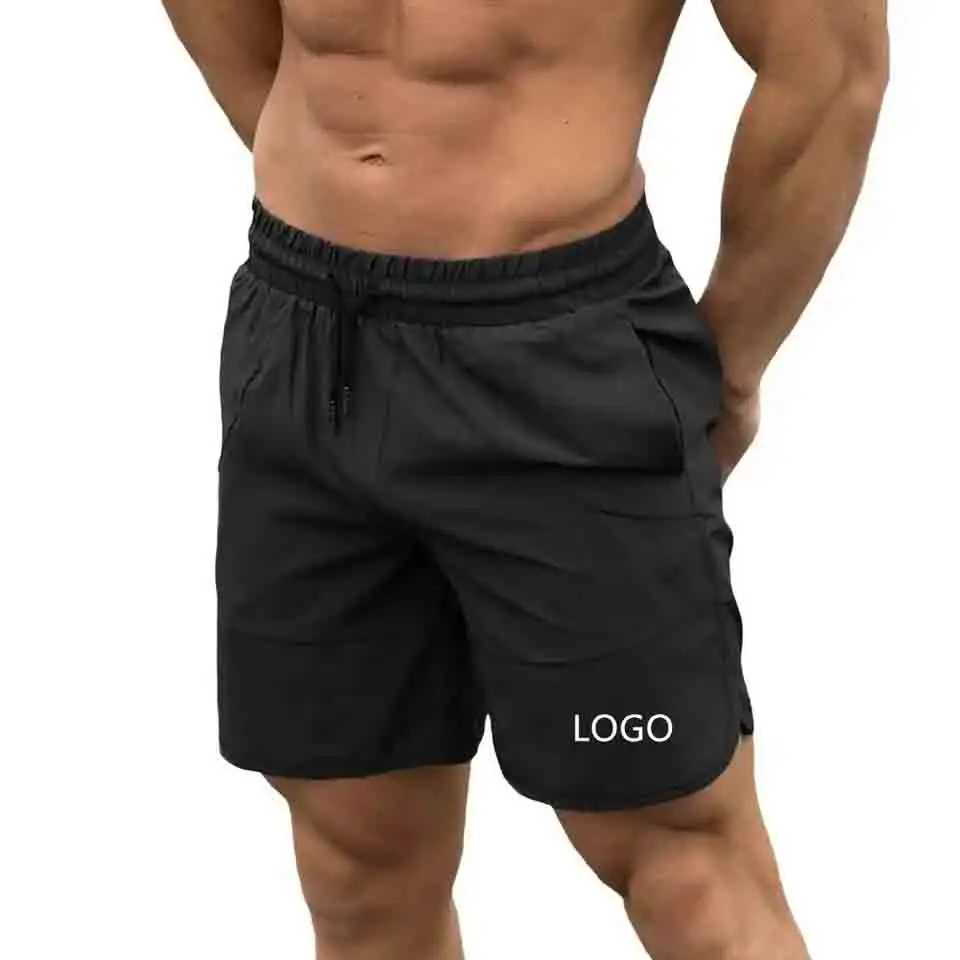 Venta al por mayor de pantalones cortos de microtela transpirables para correr atléticos y entrenar en el gimnasio con logotipo personalizado
