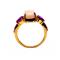Bague d'éternité classique réglable Gemvanity Vintage en argent sterling 925 plaqué or, design unique, pierre précieuse opale, pour femme