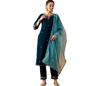 Trendmalls Ensemble de costume Salwar brodé en velours ethnique pour femme G317-Mopreach avec pantalon Kurta Dupatta Vêtements indiens et pakistanais - Product Image 1