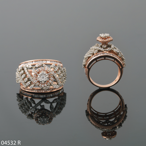 D'VINS JEWELS Floral Diamond Engagement Ring Rose Gold Plated Lab Grown Diamonds Women's Wedding Anniversary Gift - Product Image 3