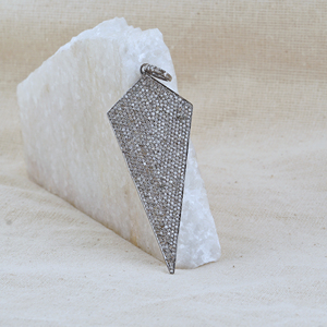 Pendentif en argent massif 925 diamant oxydé fait à la main, bijoux 25x60 MM, cadeau pour elle - Product Image 2