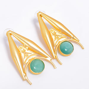 ใหม่ desgien ต่างหูทองเหลืองชุบทอง14K เครื่องประดับอัญมณีทองเหลืองทำด้วยมือแฟชั่นผู้ผลิตเครื่องประดับทองเหลืองตามสั่ง - Product Image 1