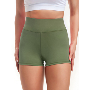 Shorts de sport pour femmes à taille haute respirants, taille élastique, longueur longue, logo, contrôle du ventre, shorts de fitness, shorts chauds, non tissés - Product Image 3