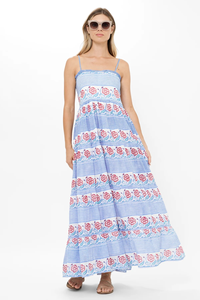 Robe longue en coton imprimé floral bohème à bretelles Boho Spaghetti Strap Summer Beach Casual Resort Wear Dress - Product Image 3