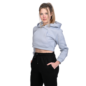 Logo Sweatshirt Cotton Fleece Women Crew Neck <b>Crop</b> <b>Top</b> Hoodies Custom Prints Breathable 2023 Custom Embroidery <b>Crop</b> <b>Top</b> Hoodies - Product Image 4