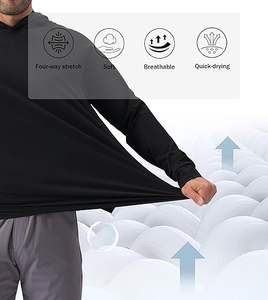 Sudaderas con capucha Pullover Manga larga Gimnasio Moda informal para hombres Entrenamiento Secado rápido Camisa con capucha ligera Color: Classic-Fit-Negro - Product Image 4