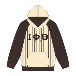 Iota Phi Theta Corps Neutre Marron Raglan Pinstripes Pull À Capuche Grec Fraternité Vêtements Personnalisé Divine Nine HBCU Vêtements - Product Image 2