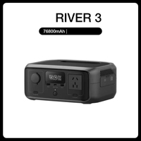 Station d'alimentation portable River3 300W245wh Batterie lithium-ion LiFePO4 FastECO FLOW Onduleur pur sinusoïdal Panneau solaire