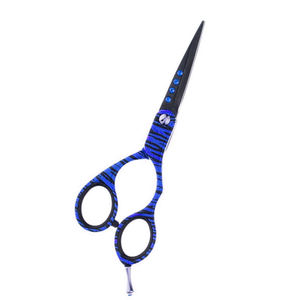 Ciseaux de salon en acier inoxydable tranchants avec poignée enduite bleue de haute qualité avec repose-doigt réglable - Product Image 2