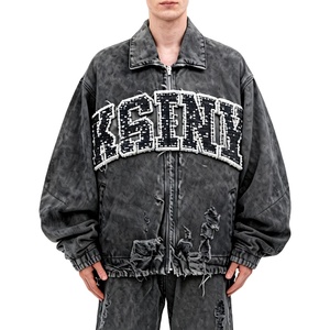 Veste en jean vintage zippée tendance, veste de travail décontractée personnalisée, veste de sport élégante pour homme en jean 100% coton - Product Image 2