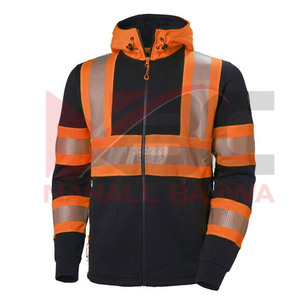 Black Hi Vis Cotton/Polyester Hoodies <b>Men</b> High Visibility Workwear <b>Jacket</b> Customizable Logo <b>Reflective</b> Safety Features - Product Image 3