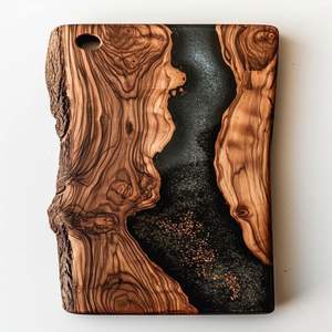 Tabla de cortar de resina hecha a mano con forma de cuerpo de madera maciza con patrón inspirado en el océano, reutilizable duradera para uso en restaurante de Hotel en casa - Product Image 5