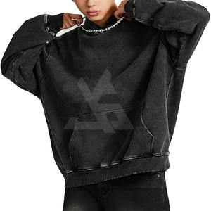 เสื้อฮู้ดซิปผู้ชายแบบขายส่ง ประดับด้วยคริสตัล ลวดลายซีดจางแบบฟอกกรด งานปักคุณภาพสูง แฟชั่นทันสมัย รับสั่งทำตามแบบ - Product Image 3